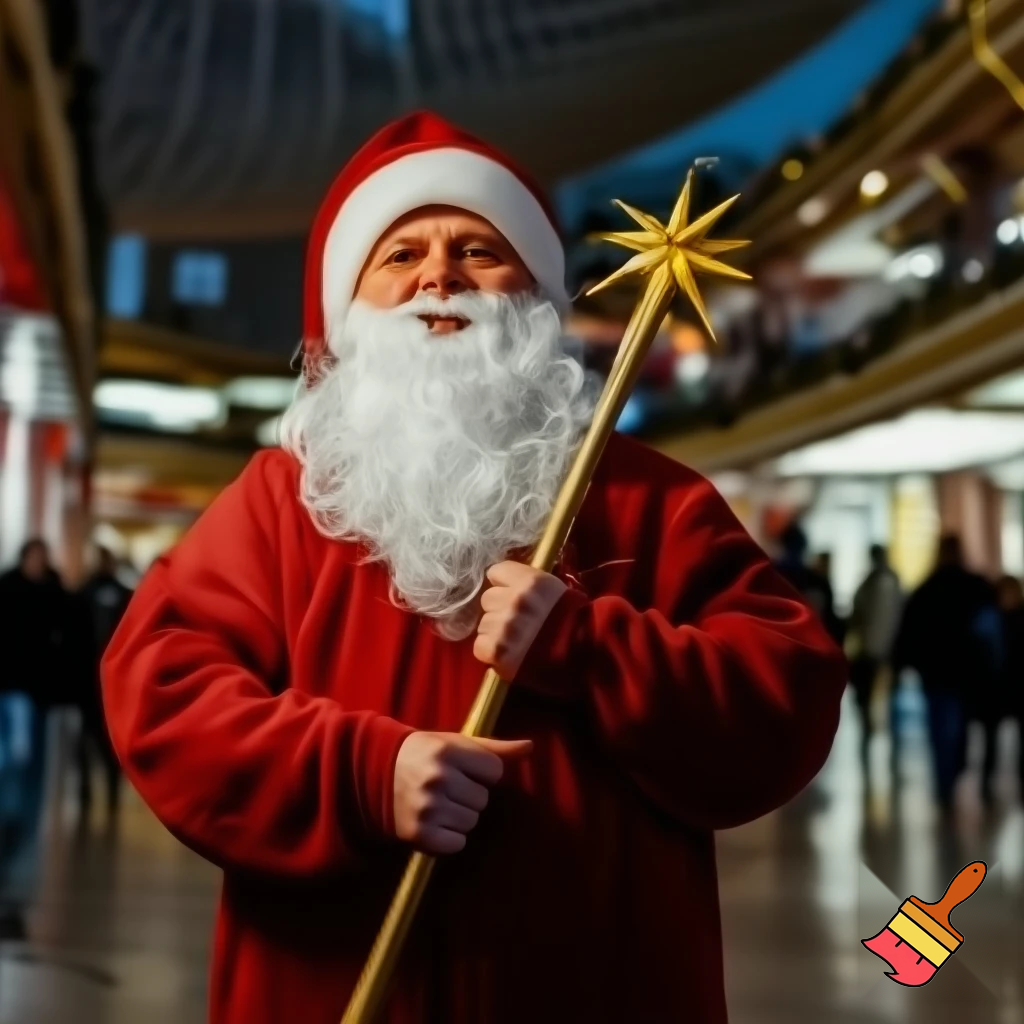 Santa Claus, Russia walking stick with a star real person the real Santa Claus will stick with the star shopping centre