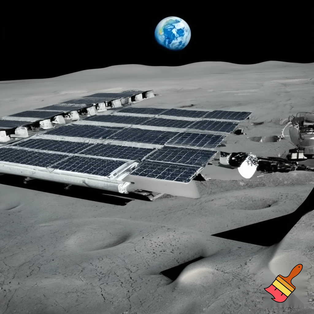 Hazme una imagen de una colonia espacial en la Luna