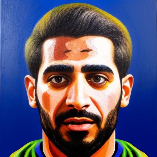 mans face in the acrylic painted style of Hashim akib