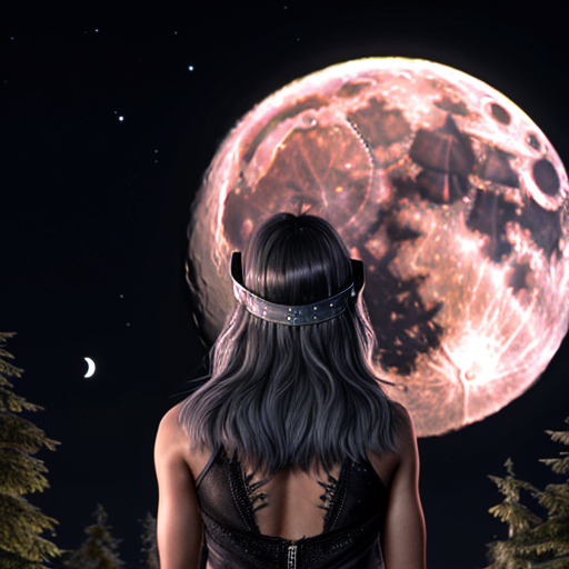 pathfinder werewolf female standing in front of the moon. detailed background. high quality.