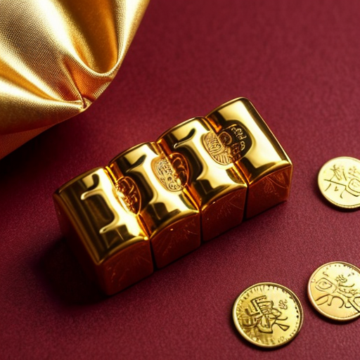 帮我生成图片：采用卡通动漫风格打造的画面，背景是鲜艳的中国红渐变色彩，充满了喜庆的感觉。背景最下方的五个迷你财神爷造型可爱，表情丰富，十分讨喜。背景最上方的福袋袋口大张并倾斜向下，金光闪耀的金币如流水般从福袋中洒出，寓意着新的一年财源广进、福气满满。比例 1:1。