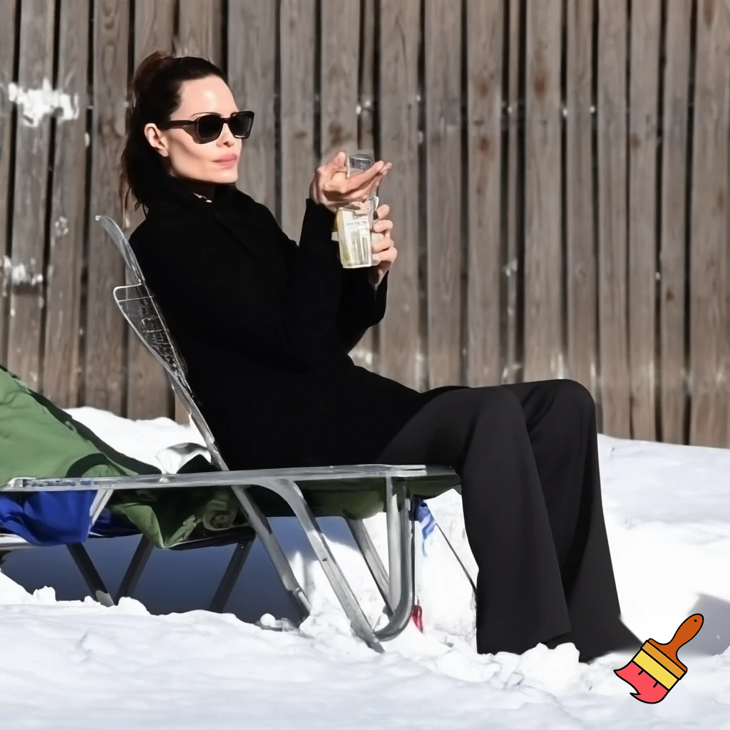 Angelina Jolie con Sandokan prende il sole sulla neve