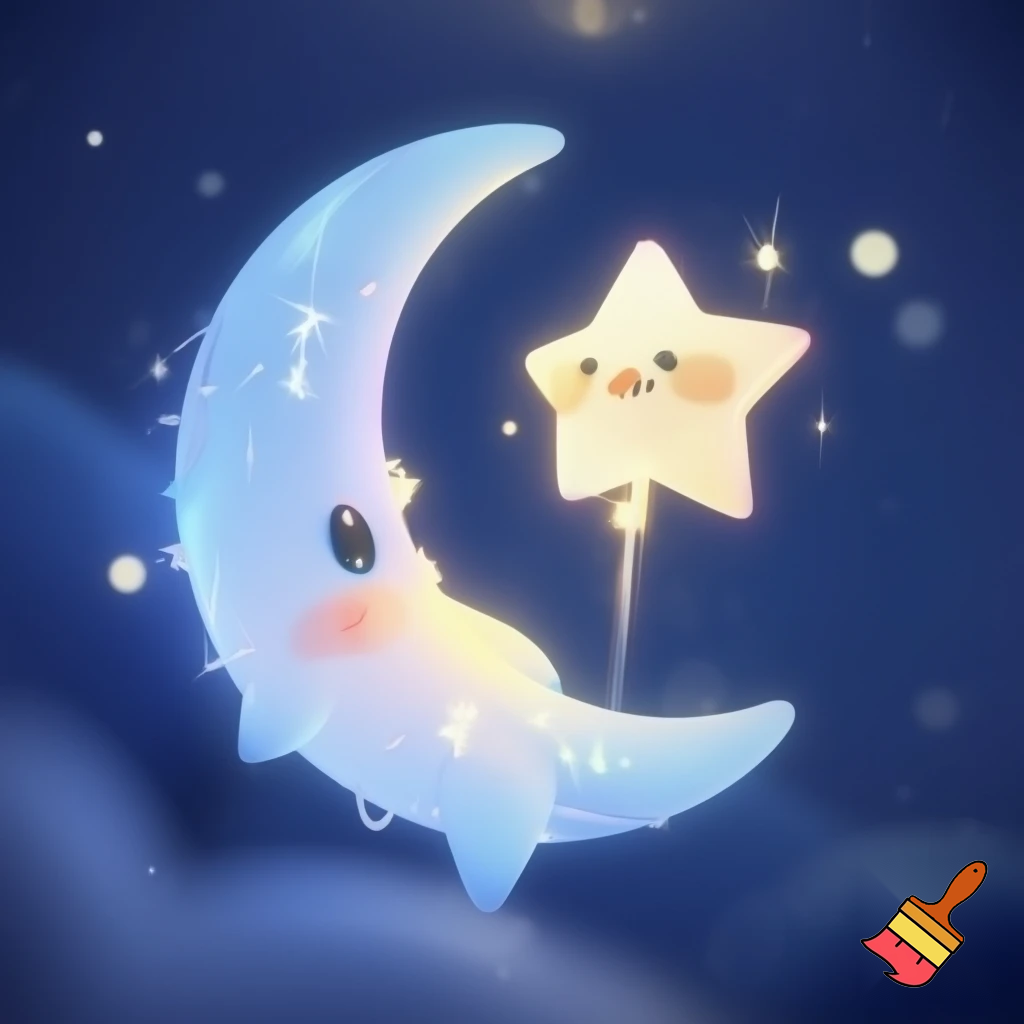 Star and the moon christmas cartoon