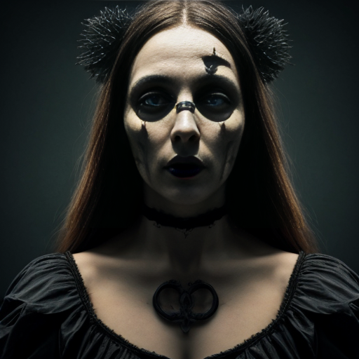 Dark Gothic Branched Woman Face with Fantastic Animals 4K High Definition Image 