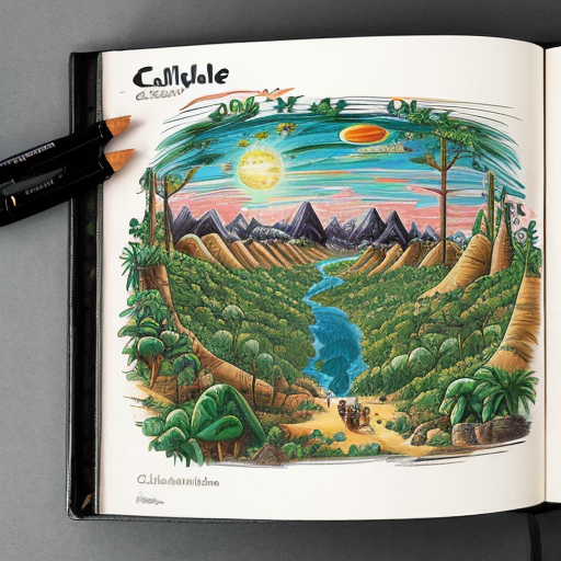 An illustrative planet colored like a jungle, showing various biomes (forests, deserts, mountains, waters), cartoon/illustrative style, text above in Romanian: "Călătorie în lumea UNESCO", vibrant and friendly atmosphere, bright colors and rich details