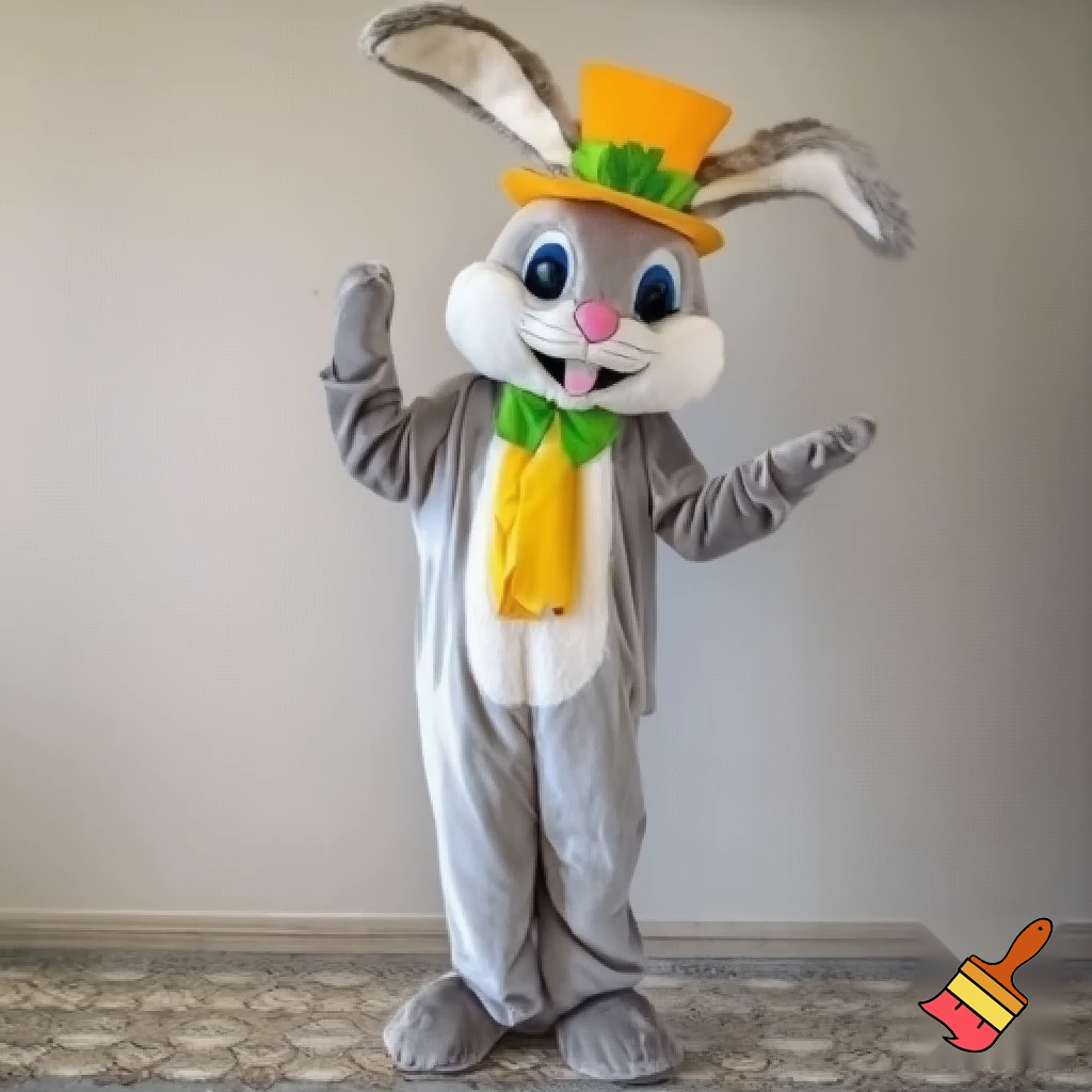 Easter bunny mascot top hat costume
