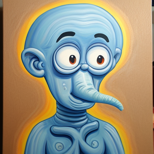Big fat blue Squidward painting