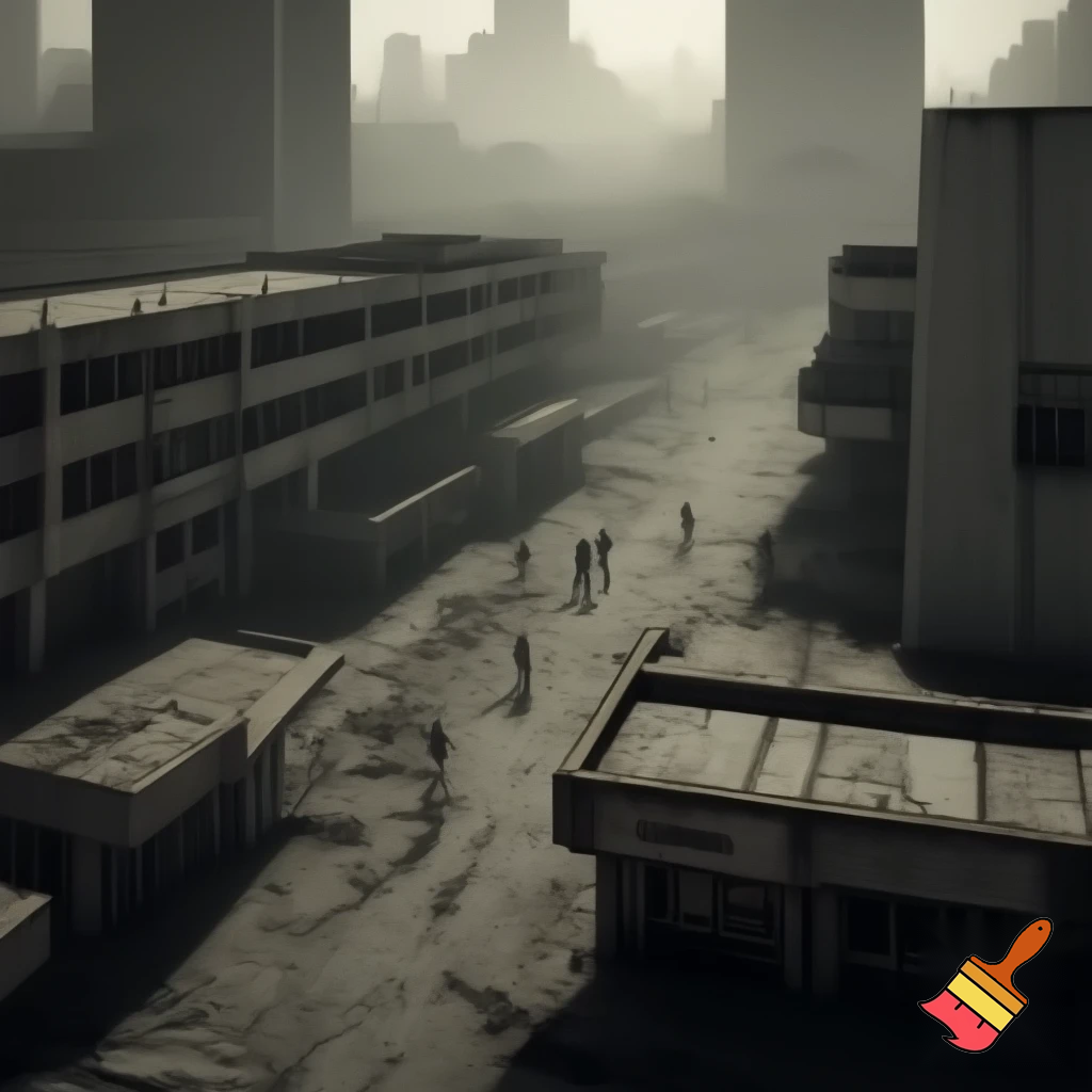 The city is described by the protagonist, Bobby Pendragon, as "nothing but a whole lot of gray". It is characterized by its dull, monotonous aesthetic, with many empty stores and malls contributing to a general atmosphere of squalor and poverty.
Atmosphere: The population lives dreary lives, often compared to "zombies" due to their lack of motivation and spirit under BLOK's rule. The entire environment is engineered to be a depressing and manipulative place.
