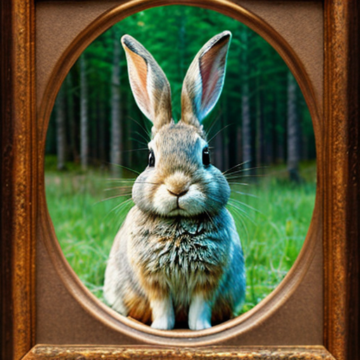 European rabbit, holding knife, forest