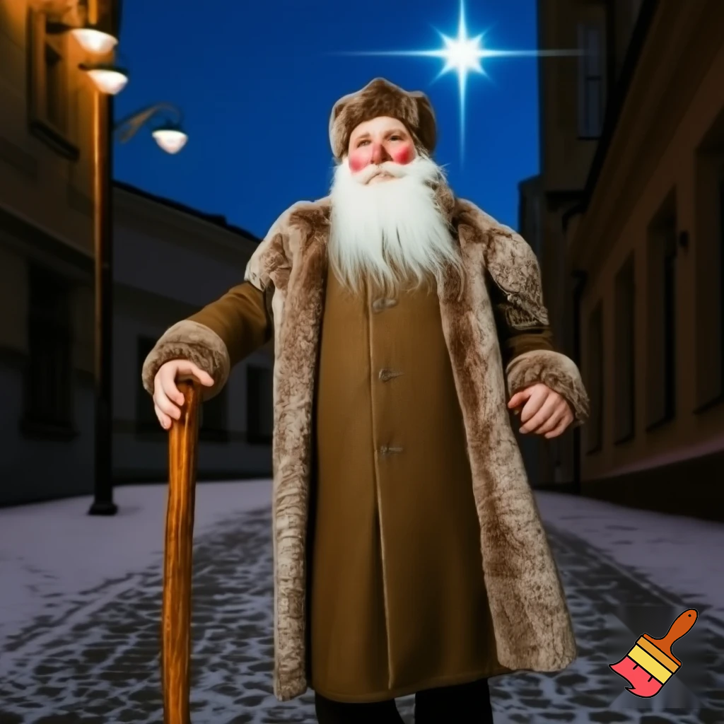 Santa Claus Russians walking stick star