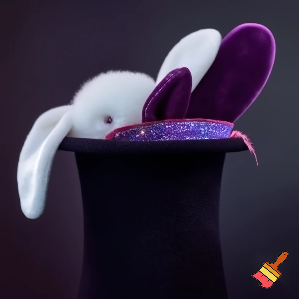 Black top hat with bunny ears velvet white and purple purple and white headband fabric and velvet glitter, purple and pink special present true special and delicate velvet
