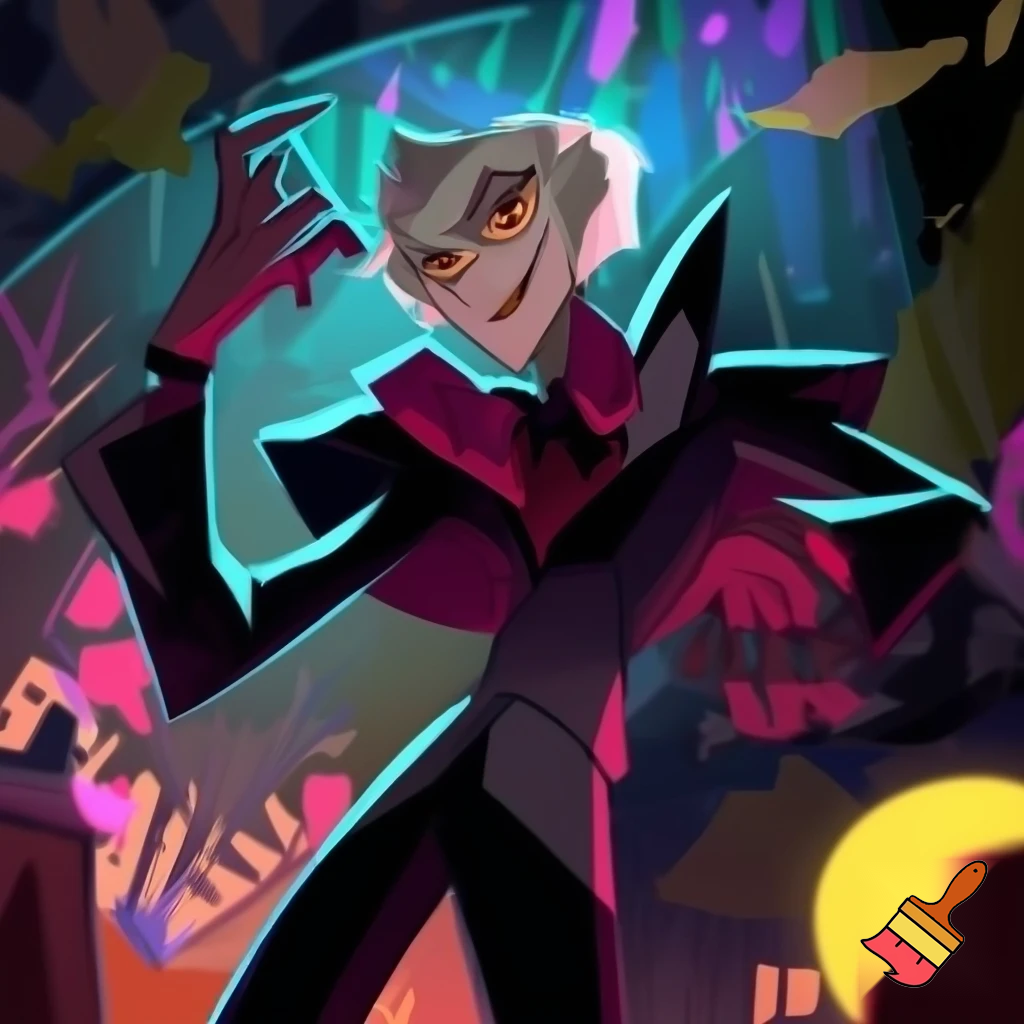 Percival from Vox Machina in the cartoon style of hazbin hotel 