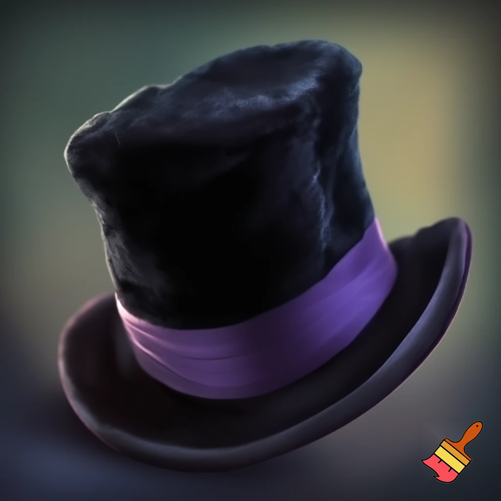 Willy Wonka top hat velvet black and velvet