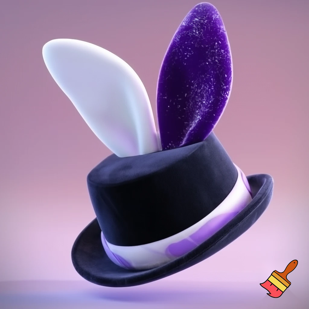 Black top hat with bunny ears velvet white and purple purple and white headband fabric and velvet glitter, purple and pink special present true special and delicate velvet white purple Easter bunny is bunny top hat velvet?