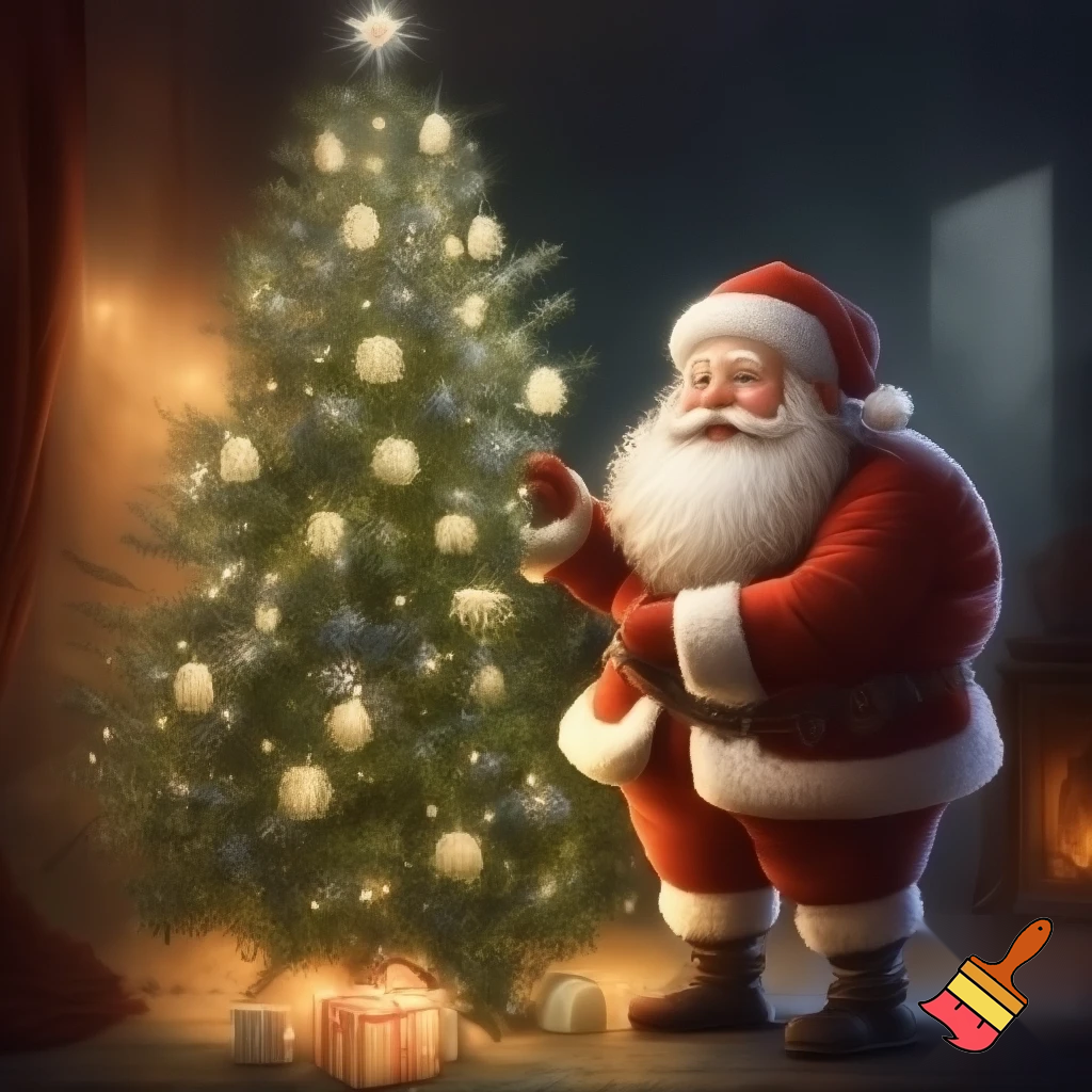 Christmas tree with Santa Claus