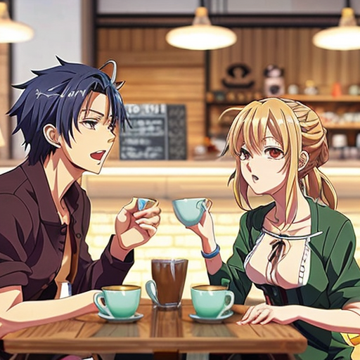 monkeys in a cafe having a fight over a cup of tea
