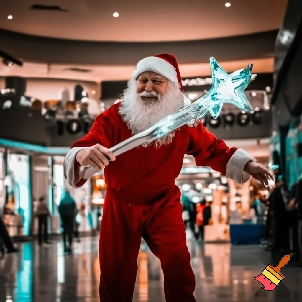 Santa Claus dancing shopping Centre walking Australian magic walking stick walking stick star