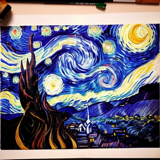 Can you draw me a starry night with a phoenix and fox?