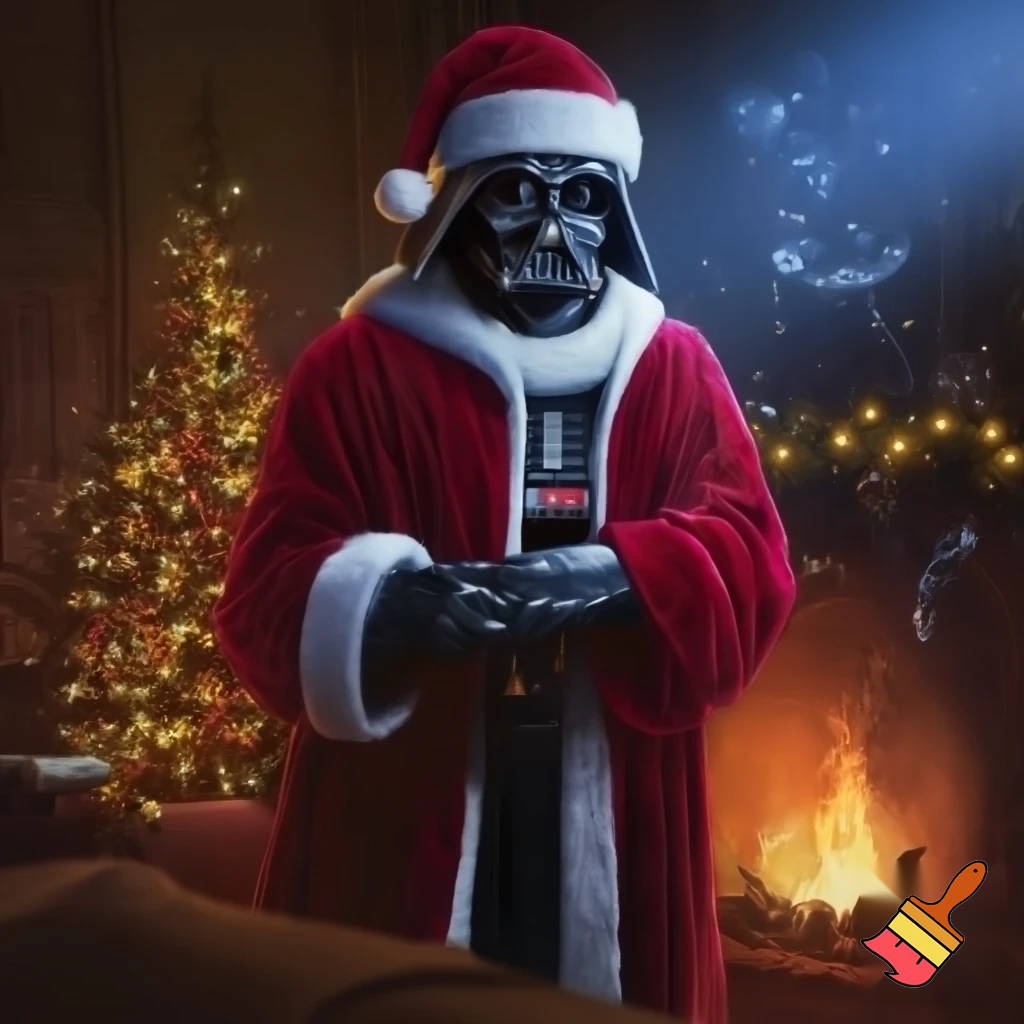 Darth Vader In a Christmas outfit for christmas