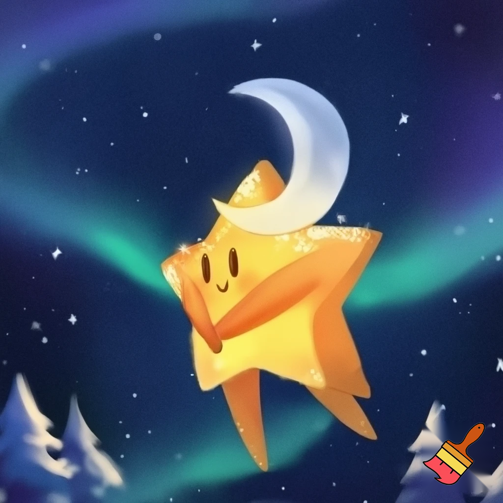Star and the moon christmas cartoon