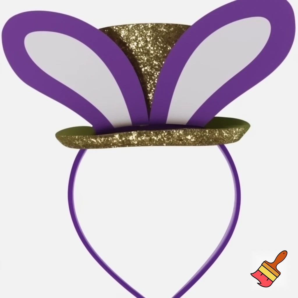 Easter bunny top hat headband, purple white with gold glitter