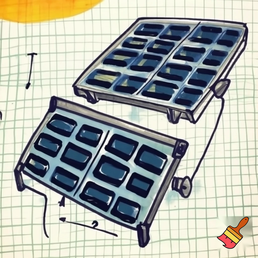 I want to generate a diagram like picture with solar panels with stronger materilez with longer duration and can it look like a middle schooler drew it and is on graph paper