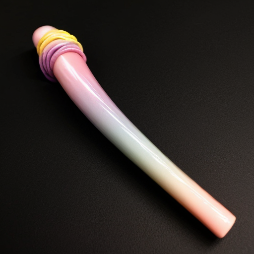 An elegant mystical pastel rainbow hued wand on a solid black background