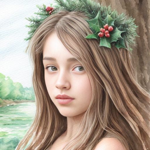 Full view portrait mystical ethereal herbs goddess a thong, herbs dryad. cute teen girl, european, white, opening, pim, spuic hari, looks at camera, camelt cute caucasian white teen girl, christmas, red dark red, night, skin at river, camelt, watercolor painting, seethrou, layin, opening, pim, show, puic hari, tples