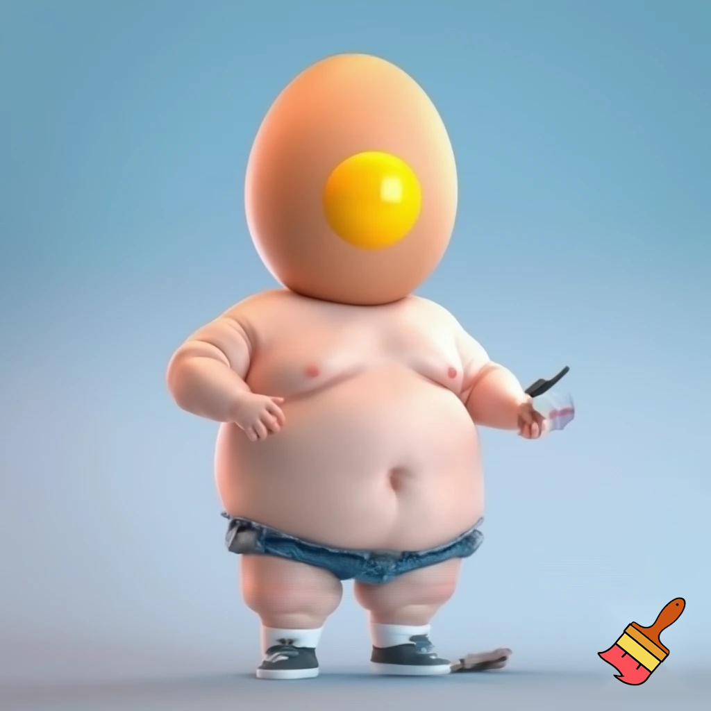 fat dude with a egg head