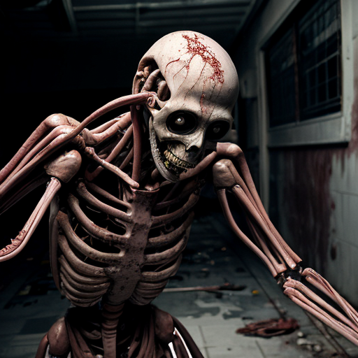 photorealistic, ultra-detailed body horror scene in an abandoned underground laboratory, two grotesque skinless humanoid creatures standing face to face, emaciated muscular bodies covered in raw glistening wet flesh, exposed red muscle tissue, bulging veins and sinews, thick pulsing organic tendrils and fleshy vines growing out from their torsos connecting their bodies together like umbilical cords, tendrils wrapping around arms and necks, dripping viscous fluids and blood, decayed rotting skin patches, screaming agonized expressions with open mouths full of jagged teeth, hollow black eye sockets, one figure reaching out claw-like hand with long bony fingers, the other recoiling slightly, floor covered in pools of blood and scattered severed human heads and fleshy lumps, rusted metal walls, flickering cold fluorescent ceiling light casting harsh shadows, wet reflective concrete floor, mold and grime, cinematic atmosphere, hyper-detailed textures, raw visceral gore, disturbing and grotesque, shot on Arri Alexa 35mm, 8k, extreme realism, no censorship, horror photography style