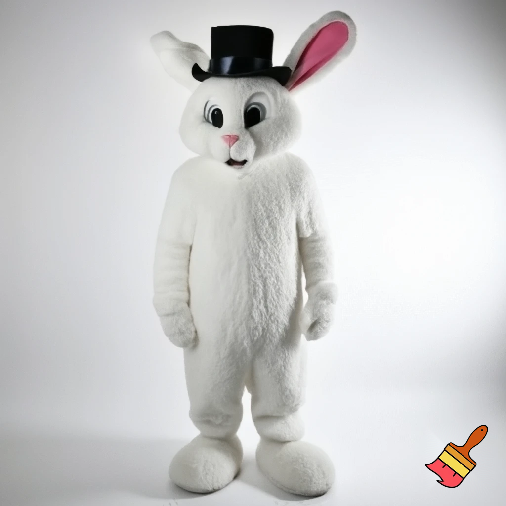 Easter bunny mascot costume top hat mascot costume white