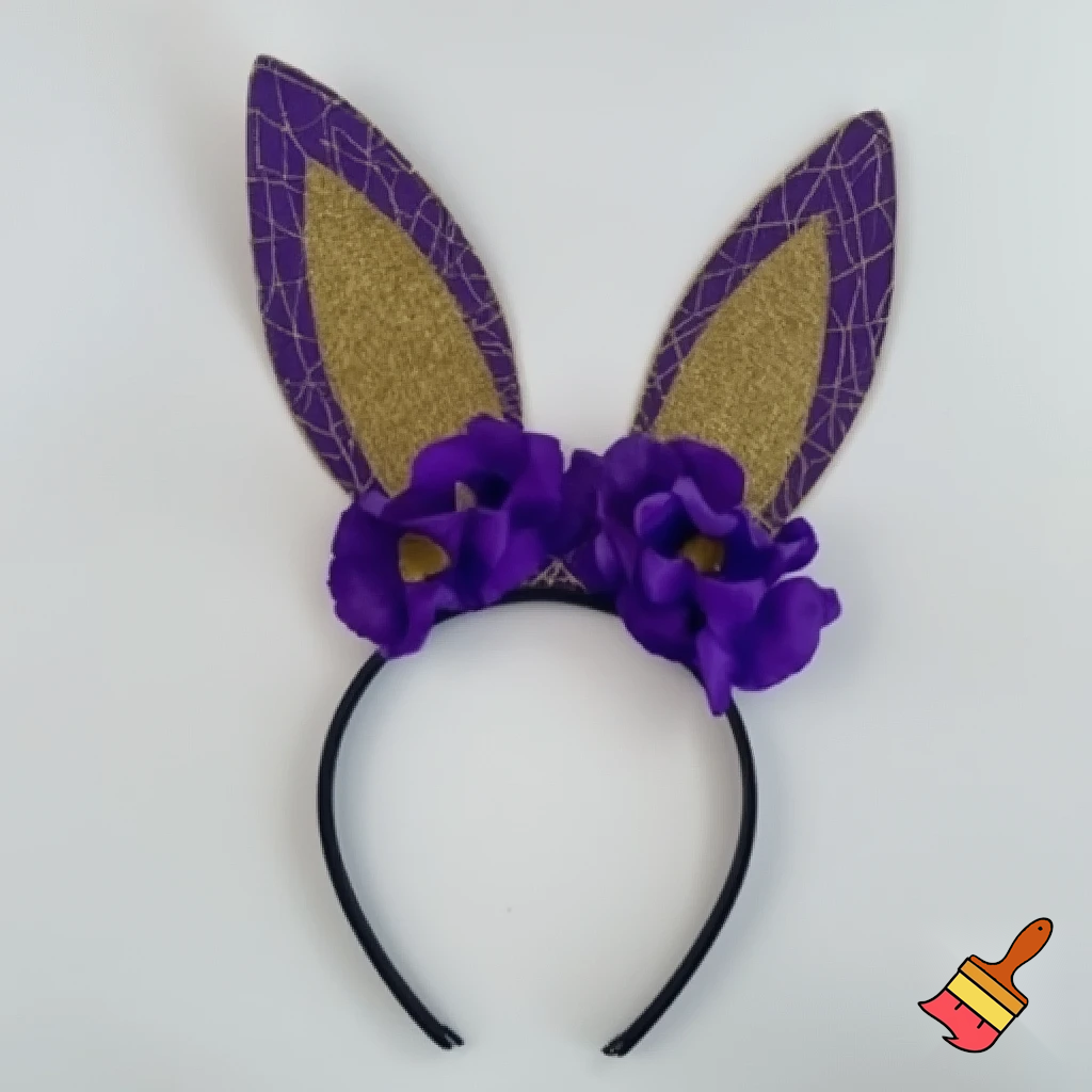 Easter bunny top hat, Easter balcony headband, purple and gold headband top hat