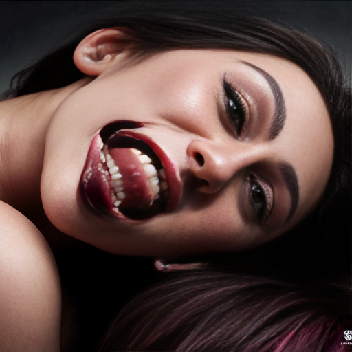 a vampire queen is layied on top of another vampire queen biting her.
