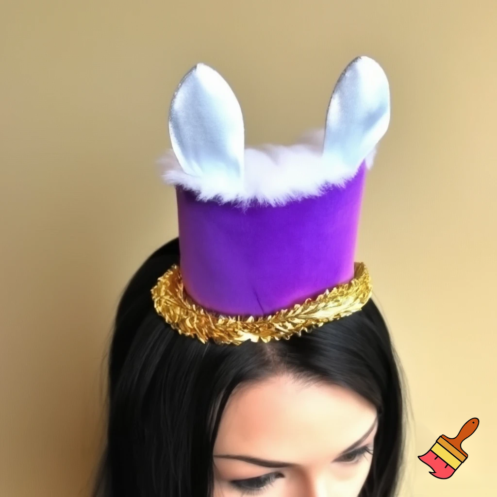 Easter bunny top hat headband, purple, white and gold and silver