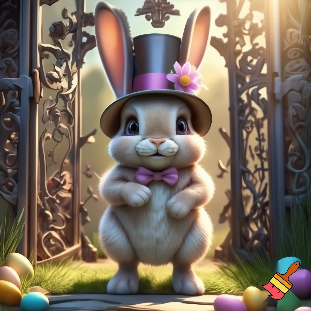 Easter bunny mascot costume top hat Felton gate