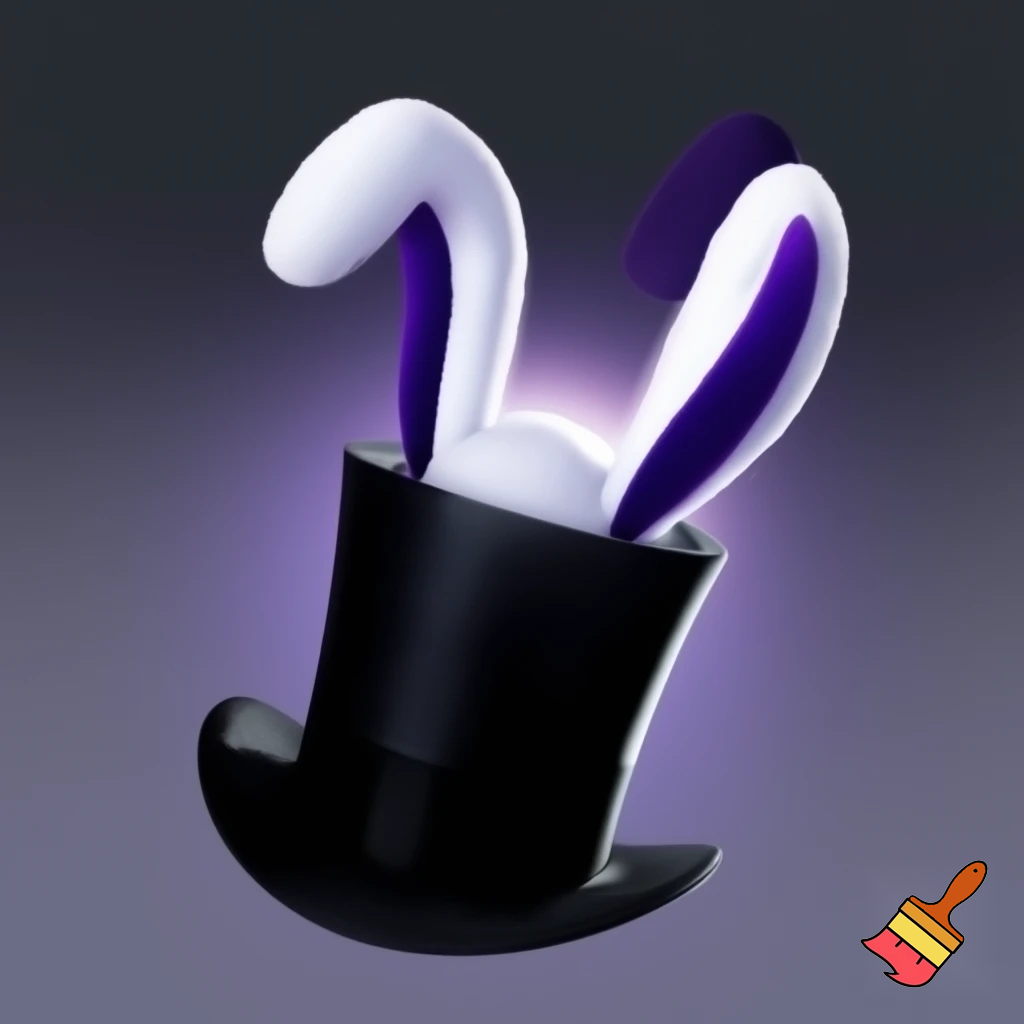 Black top hat with bunny ears velvet white and purple purple and white