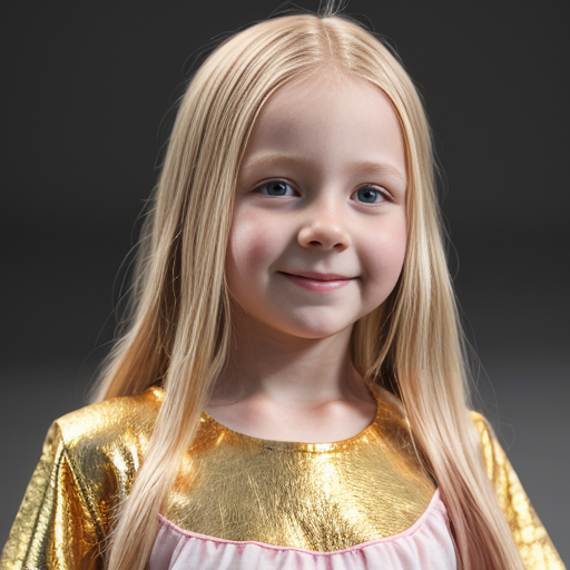 Kid with long gold hair and pink dress