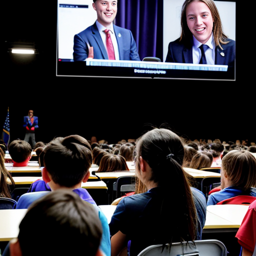 Students watched a recording of the speech delivered at a boys school assembly 
•	The speaker begins in a calm voice and pauses briefly before the word “future.”
•	When he says “the potential of our youth,” he raises his voice for emphasis.
•	He points toward the students sitting in front of him and smiles.
•	A large screen behind him shows images of rockets launching and students studying in classrooms.
•	The audience begins clapping before the speech ends, and the speaker nods in response.
