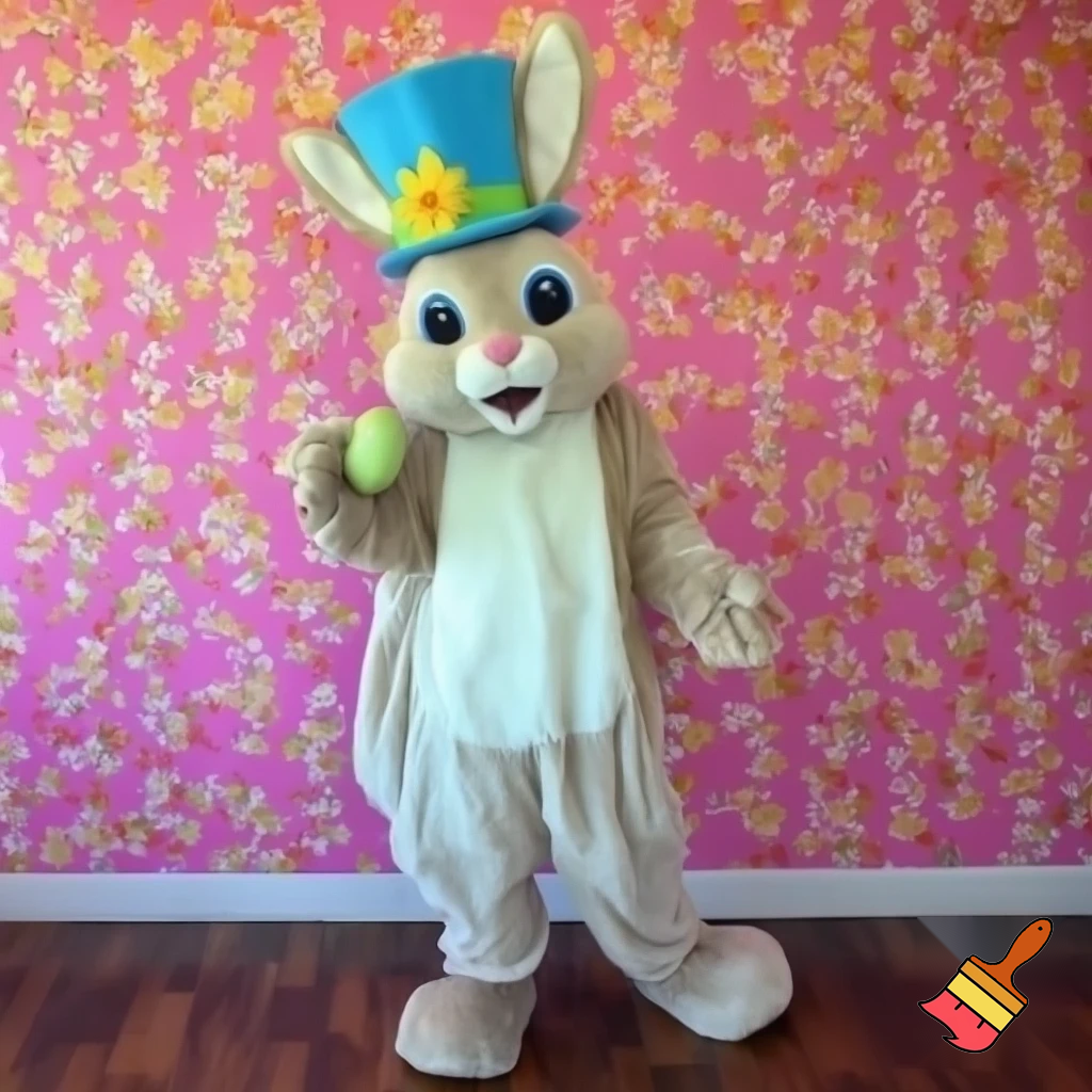 Easter bunny mascot top hat costume