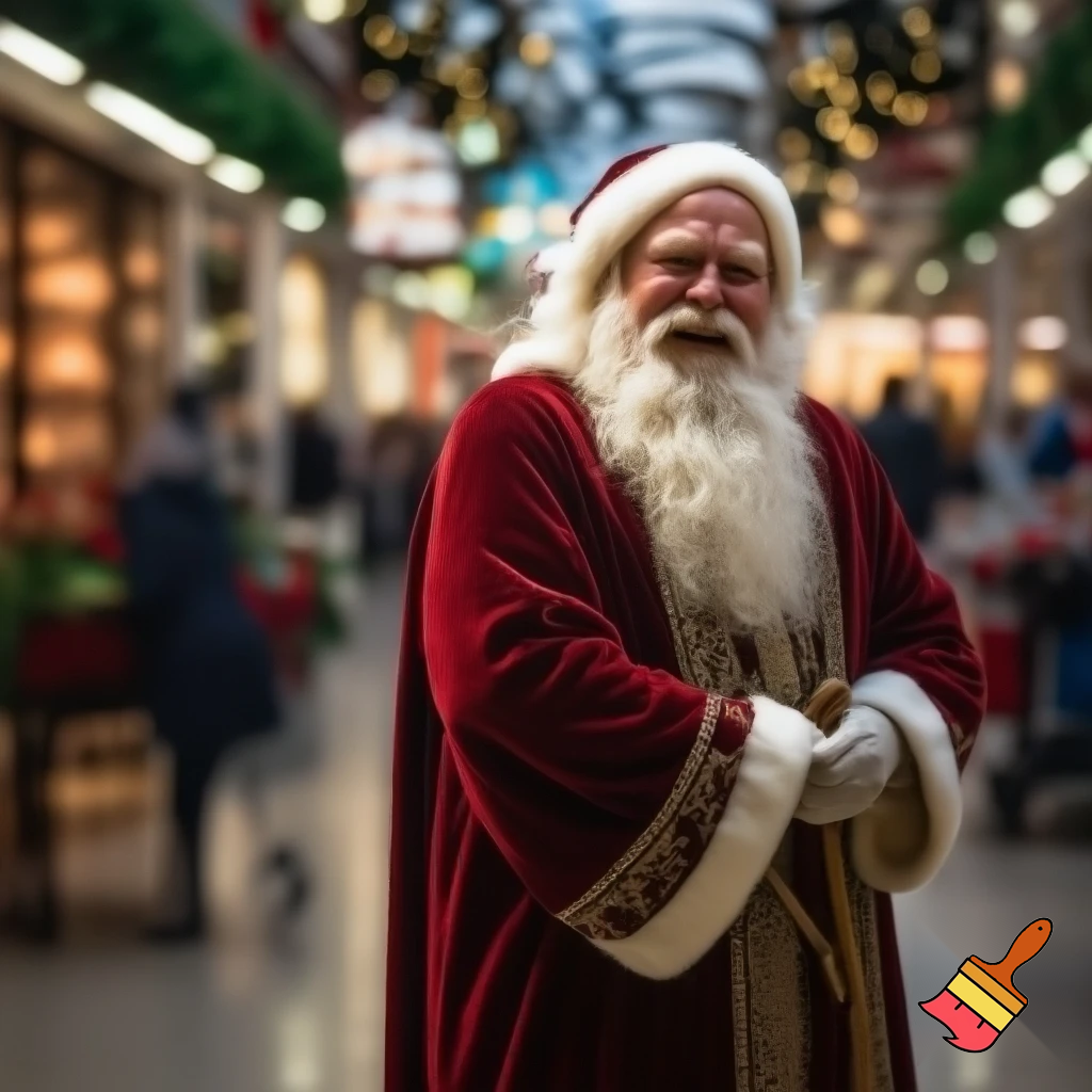 Santa Claus walking at the shopping centre a wizard Santa Claus the real Santa Claus