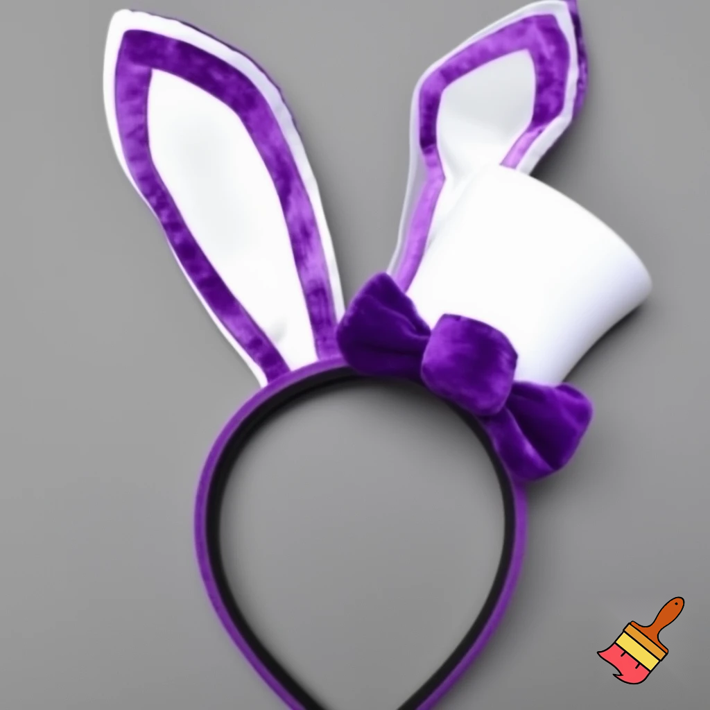 Easter bunny headband, top hat, Easter hat headband, top hat, purple and white, purple and white velvet top hat