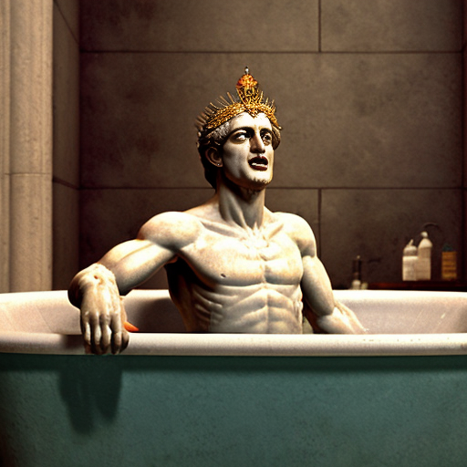 crea un video:"Arquímedes reflexiona sobre el misterio de una corona real. Al entrar en una bañera descubre el principio del desplazamiento del agua y corre emocionado por la antigua Siracusa gritando '¡Eureka!'. Estilo épico y realista."