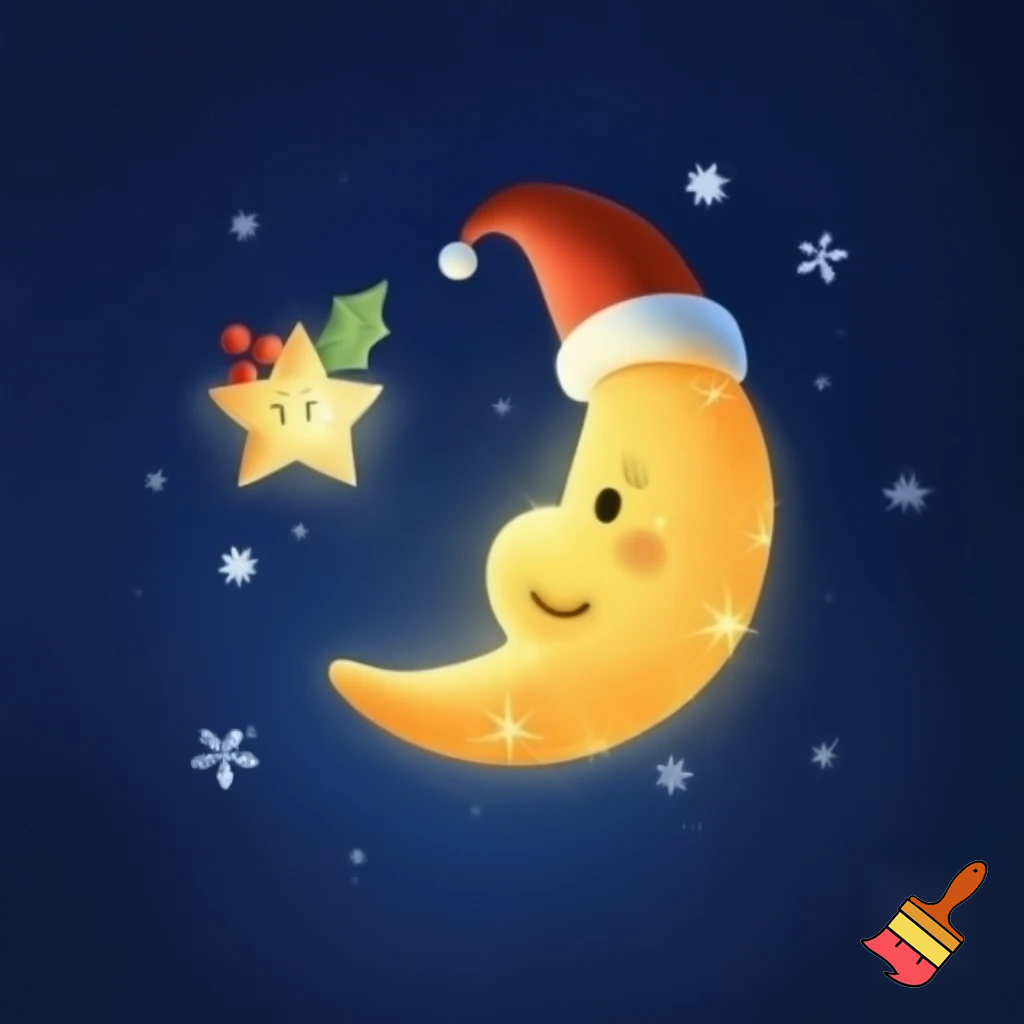 Star and moon christmas cartoon