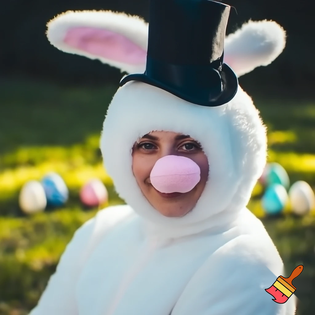 Easter bunny costume top hat person special in delicate