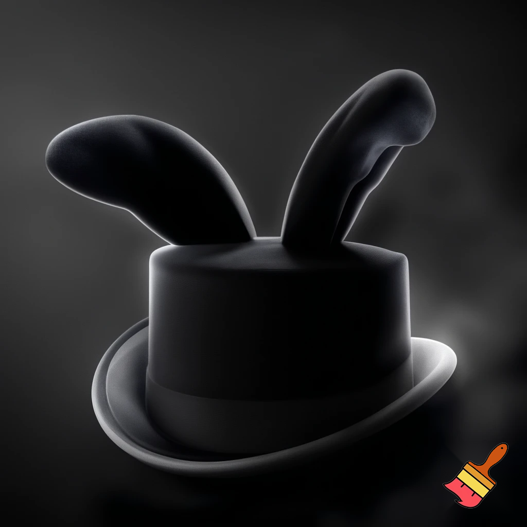 Black top hat with bunny ears velvet