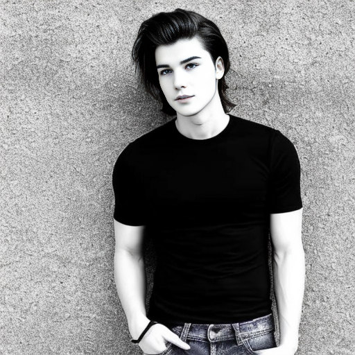 Very sexy, hot, handsome, cute, adorable, beautiful, gorgeous, charming, sweet young adult anime boy with very long blue hair covering one of his eyes, and wearing casual clothes. Dark black tight jeans, black shirt