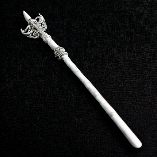 silver and white mystical wand on a solid black background