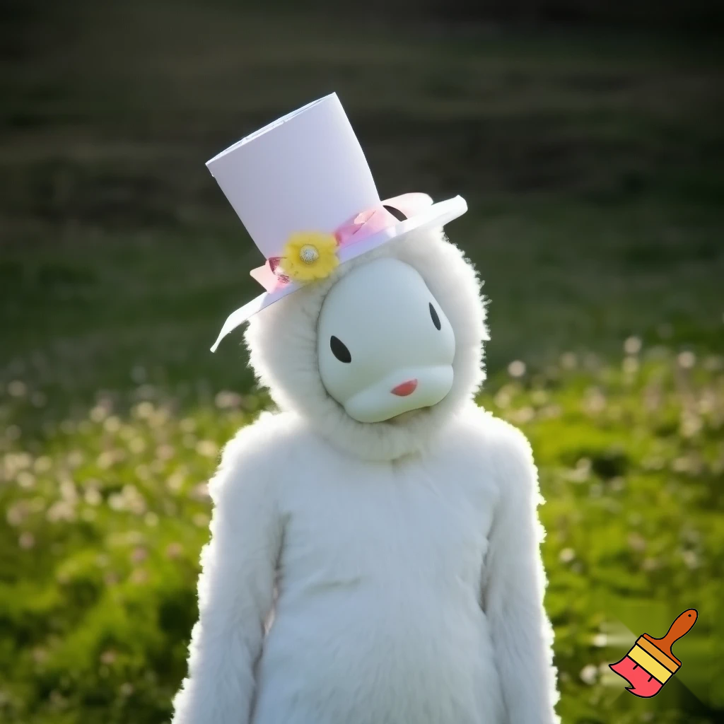 Easter bunny costume top hat person special in delicate