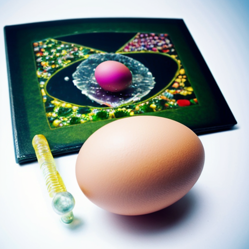 atom with DNA with cell with egg with waterfall with earth and moon