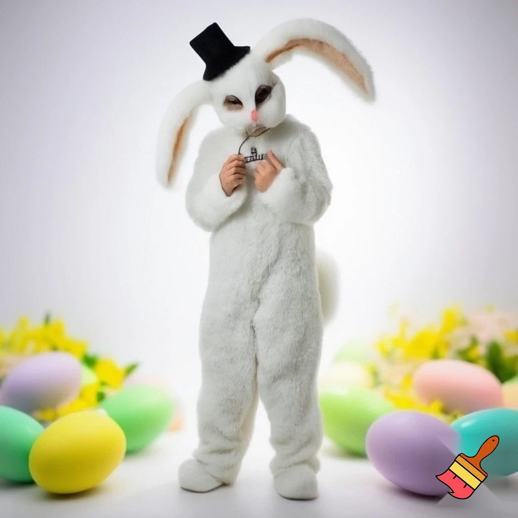 Easter bunny costume top hat person